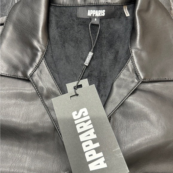 Faux Leather Black Shirt Jacket - Picture 3 of 6
